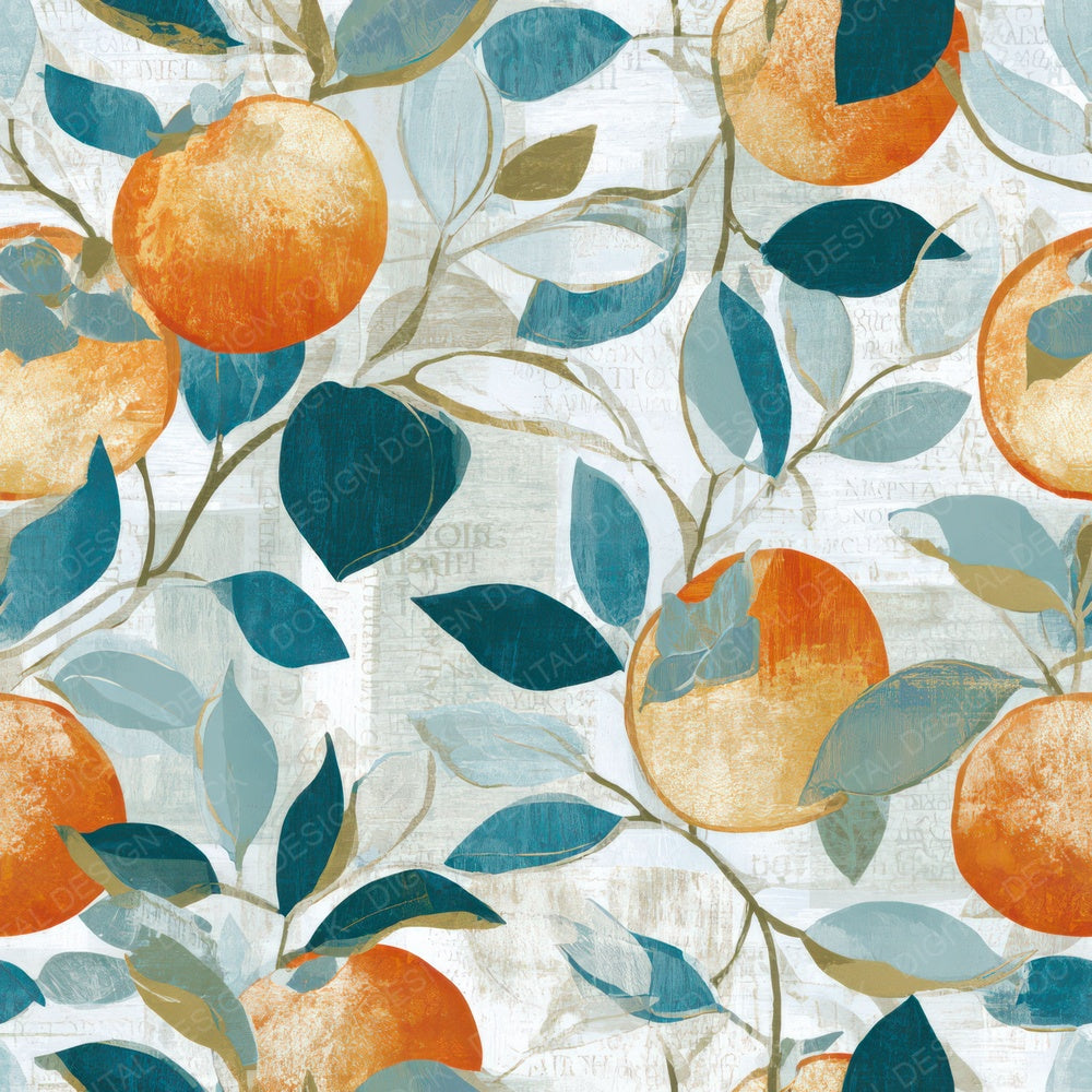 Gouache Persimmons Seafoam White Digital Paper Pack (DDD012840)