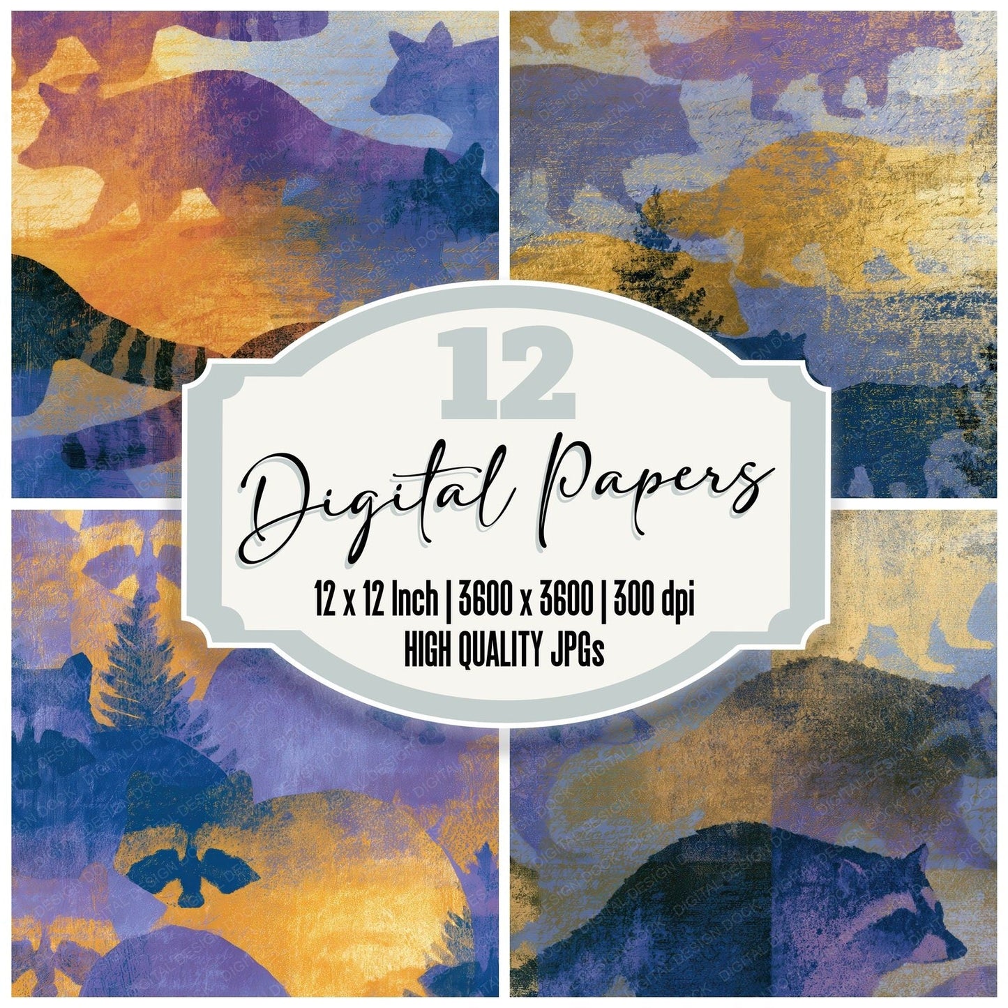 Mezzotint Raccoon Lavender Butter Digital Paper Pack (DDD012841)