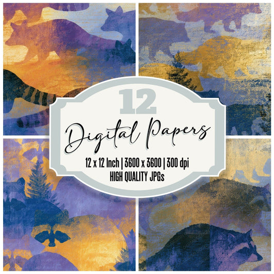 Mezzotint Raccoon Lavender Butter Digital Paper Pack (DDD012841)