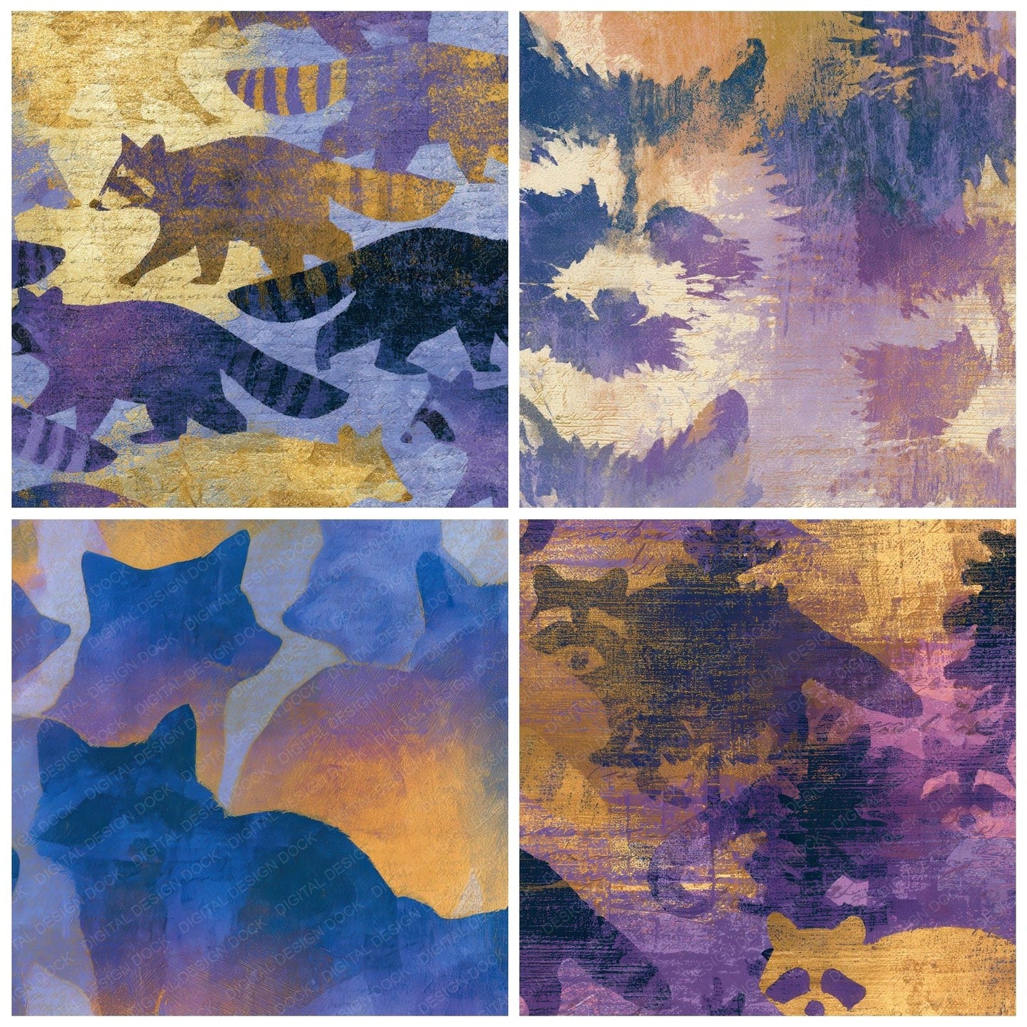 Mezzotint Raccoon Lavender Butter Digital Paper Pack (DDD012841)