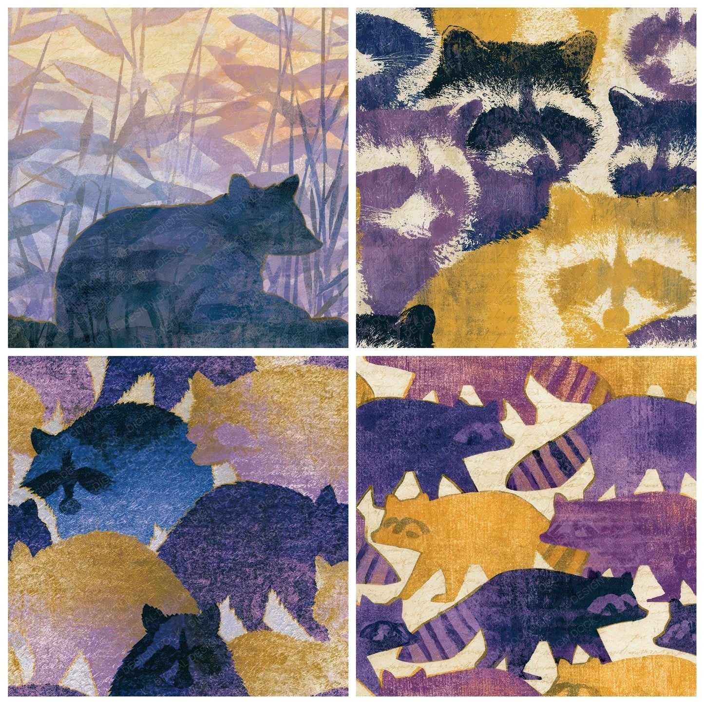 Mezzotint Raccoon Lavender Butter Digital Paper Pack (DDD012841)