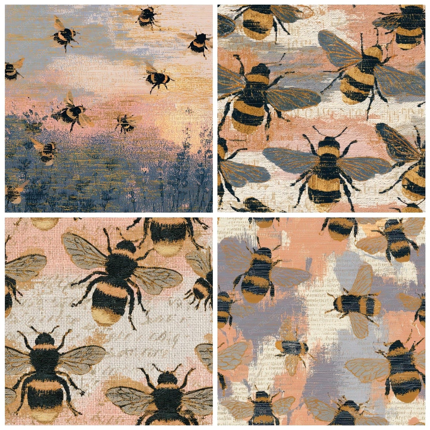 Tapestry Bumblebee Peach Cream Digital Paper Pack (DDD012842)