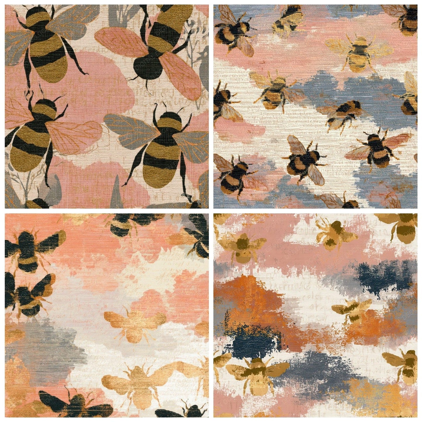 Tapestry Bumblebee Peach Cream Digital Paper Pack (DDD012842)