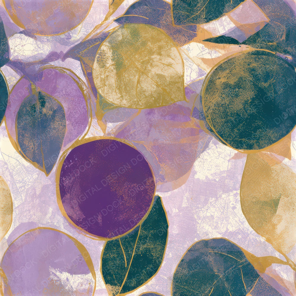 Woodblock Kumquat Lavender Seamless Digital Paper Pack (DDD012843)