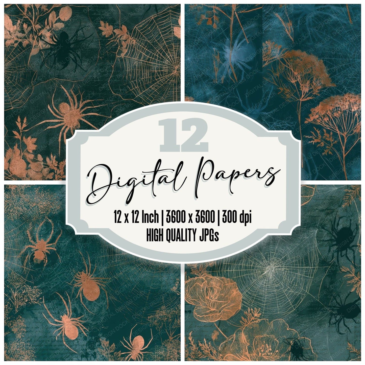 X Ray Spider Web Copper Seamless Digital Paper Pack (DDD012844)