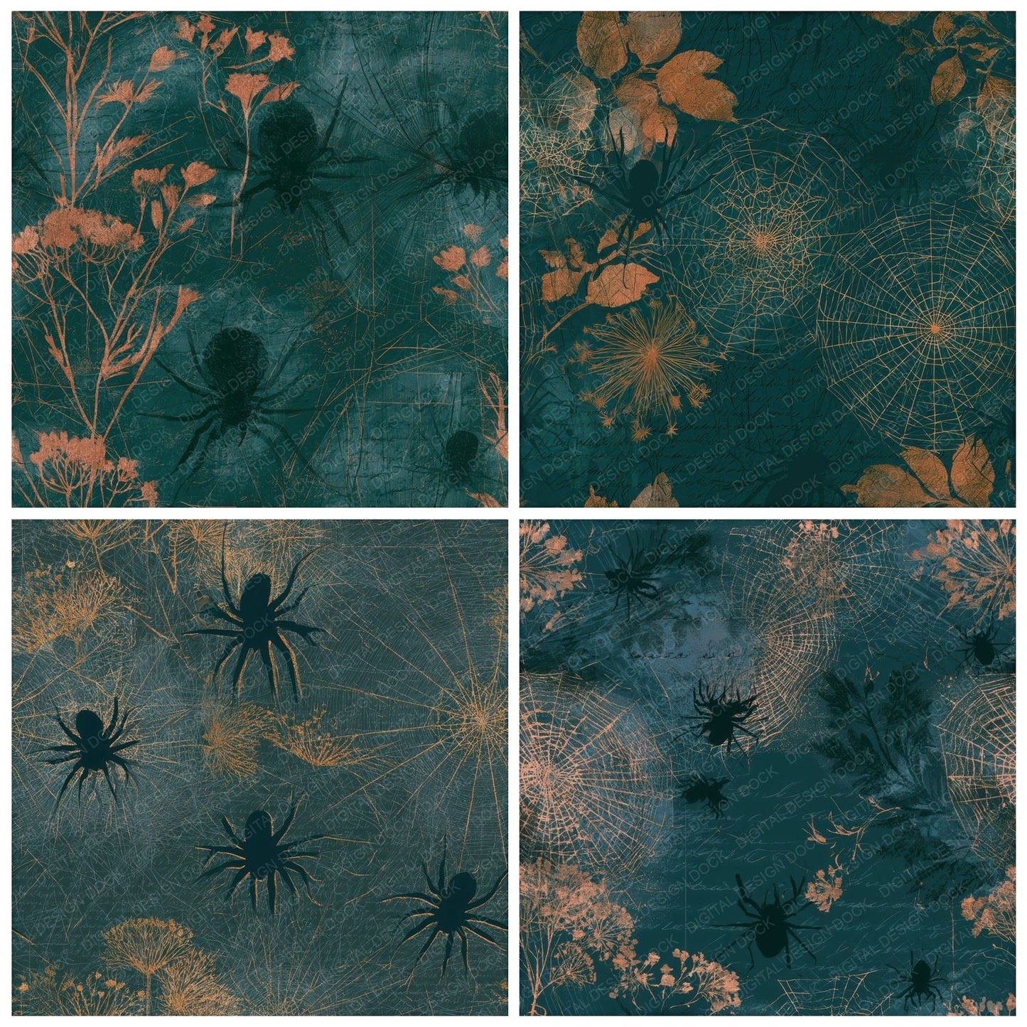 X Ray Spider Web Copper Seamless Digital Paper Pack (DDD012844)