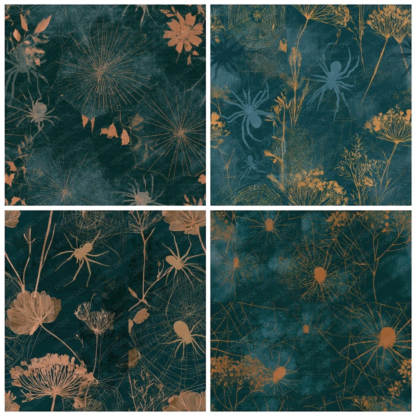 X Ray Spider Web Copper Seamless Digital Paper Pack (DDD012844)