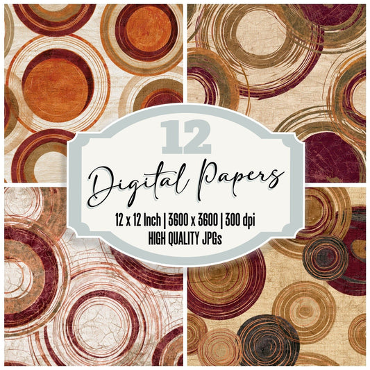 Batik Planetary Rings Cinnamon Burgundy Digital Paper Pack (DDD012846)
