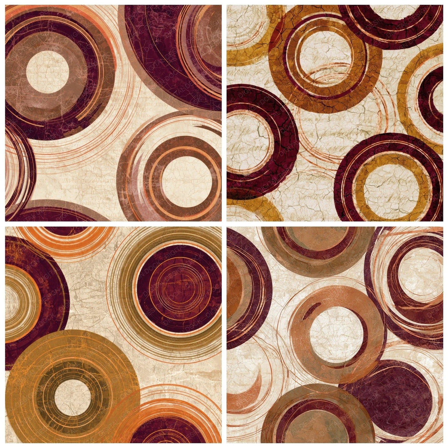 Batik Planetary Rings Cinnamon Burgundy Digital Paper Pack (DDD012846)
