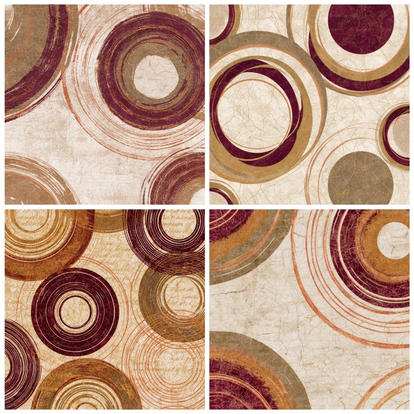 Batik Planetary Rings Cinnamon Burgundy Digital Paper Pack (DDD012846)