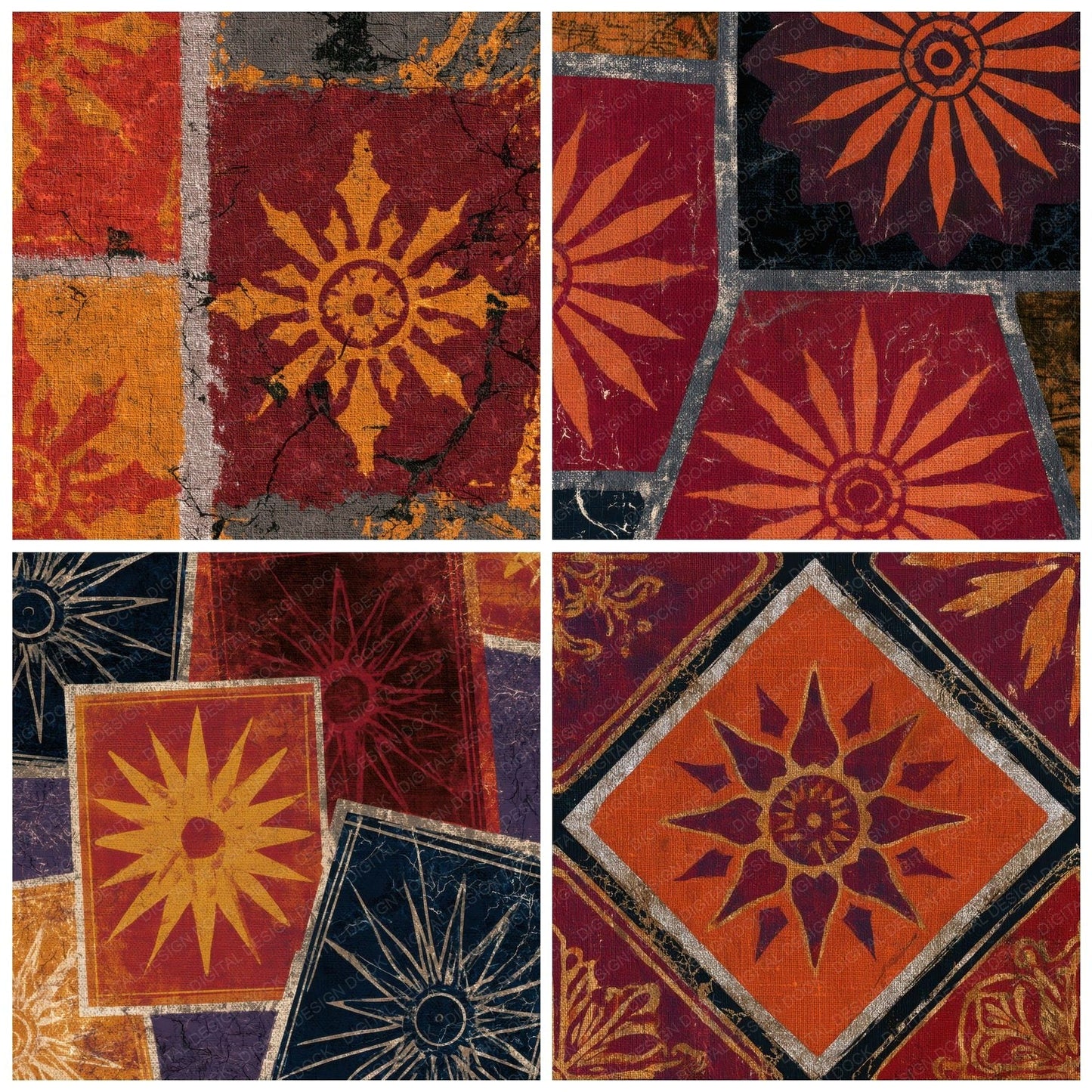 Batik Tarot Cards Pumpkin Mulled Wine Digital Paper Pack (DDD012847)