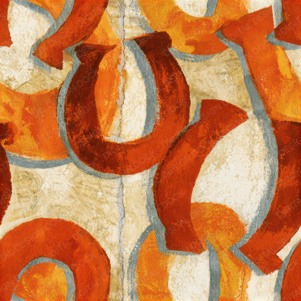 Collage Horseshoes Burnt Orange Seamless Digital Paper Pack (DDD012849)