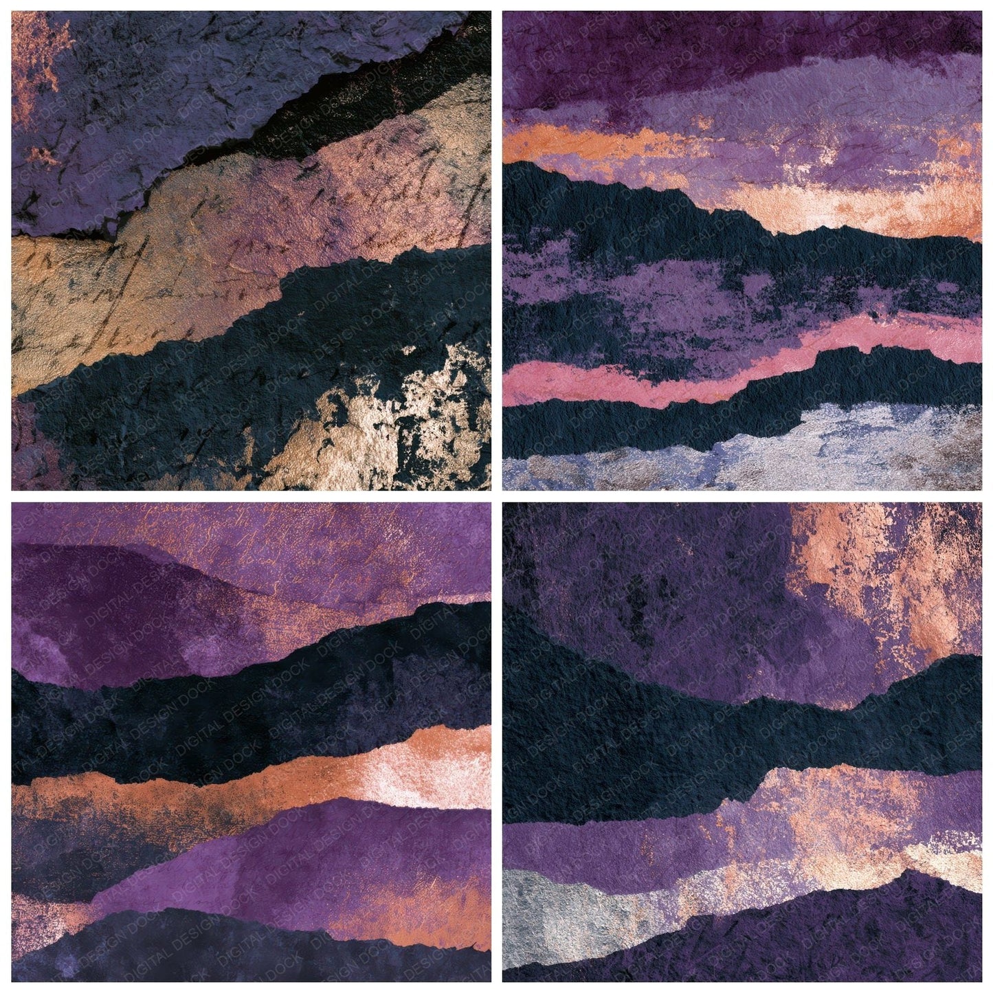 Collage Purple Charcoal Abstract Digital Paper Pack (DDD012850)