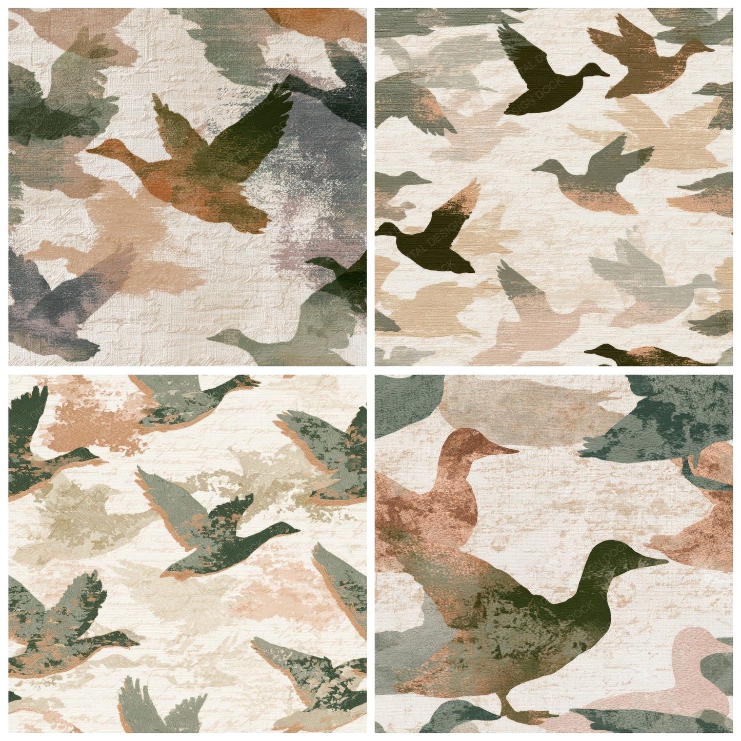 Embroidery Duck Adobe Sage Digital Paper Pack (DDD012851)