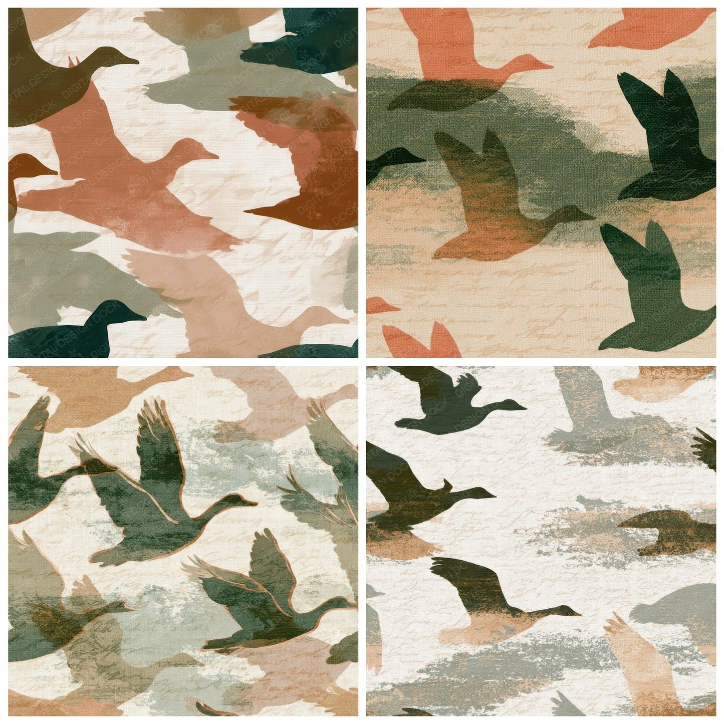 Embroidery Duck Adobe Sage Digital Paper Pack (DDD012851)