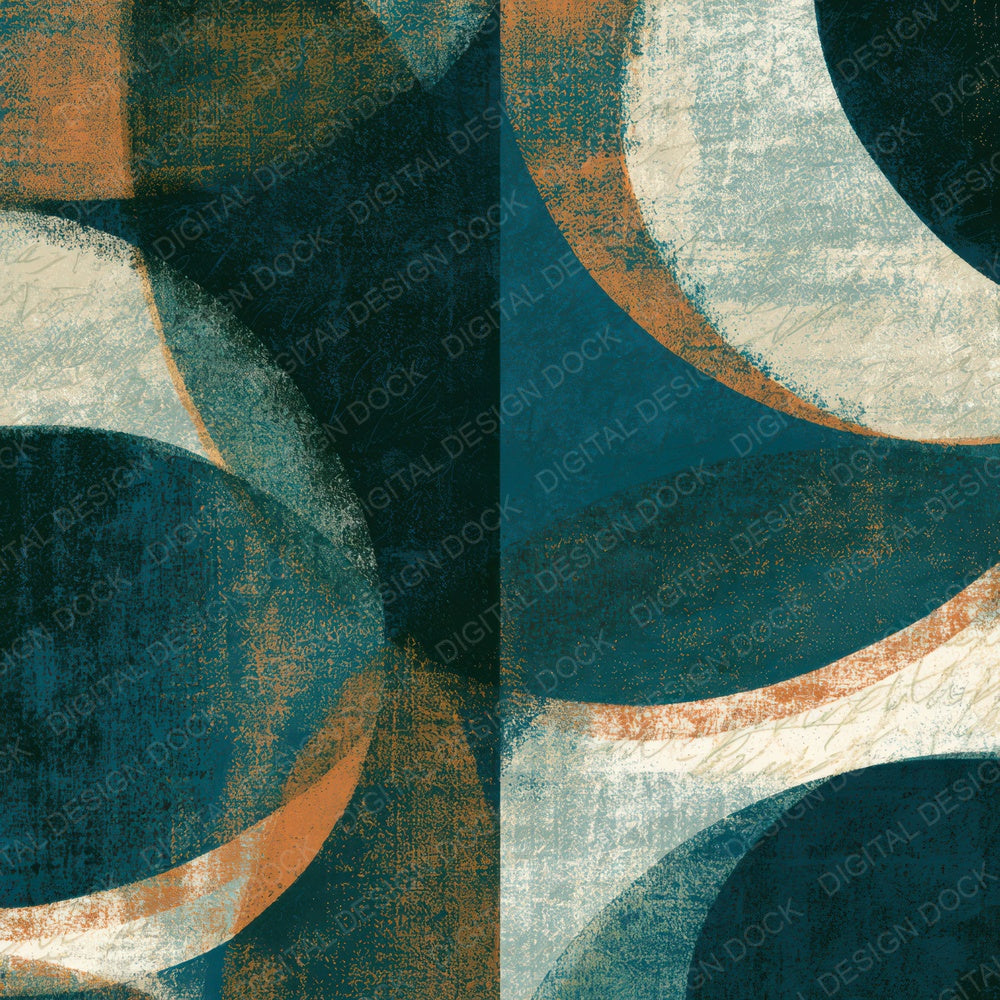 Indian Block Print Organic Curves Teal Bone Digital Paper Pack (DDD012854)