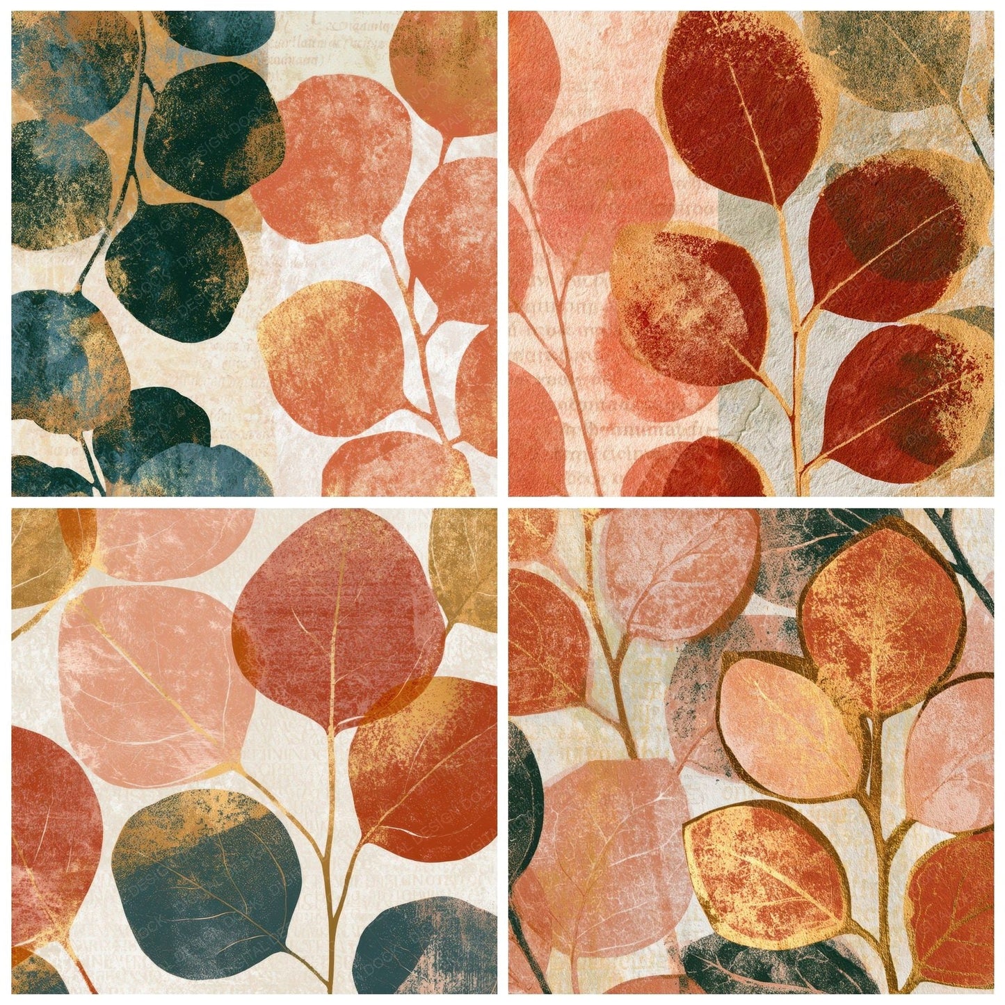 Letterpress Eucalyptus Terracotta Stone Digital Paper Pack (DDD012855)