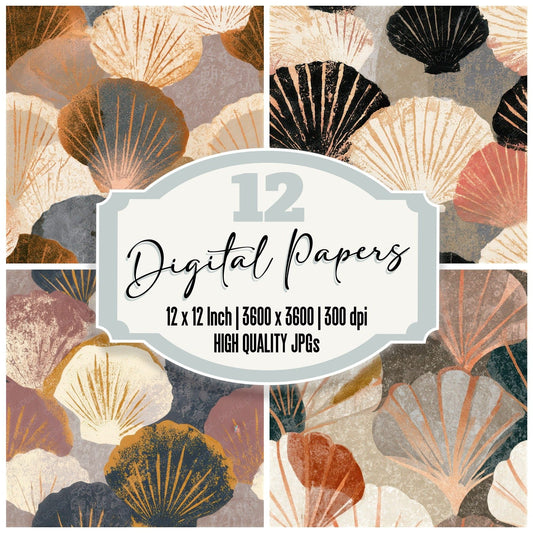Letterpress Shell Collection Seamless Digital Paper Pack (DDD012856)
