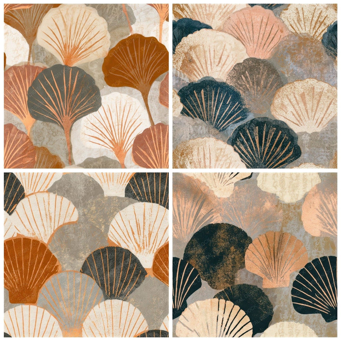 Letterpress Shell Collection Seamless Digital Paper Pack (DDD012856)
