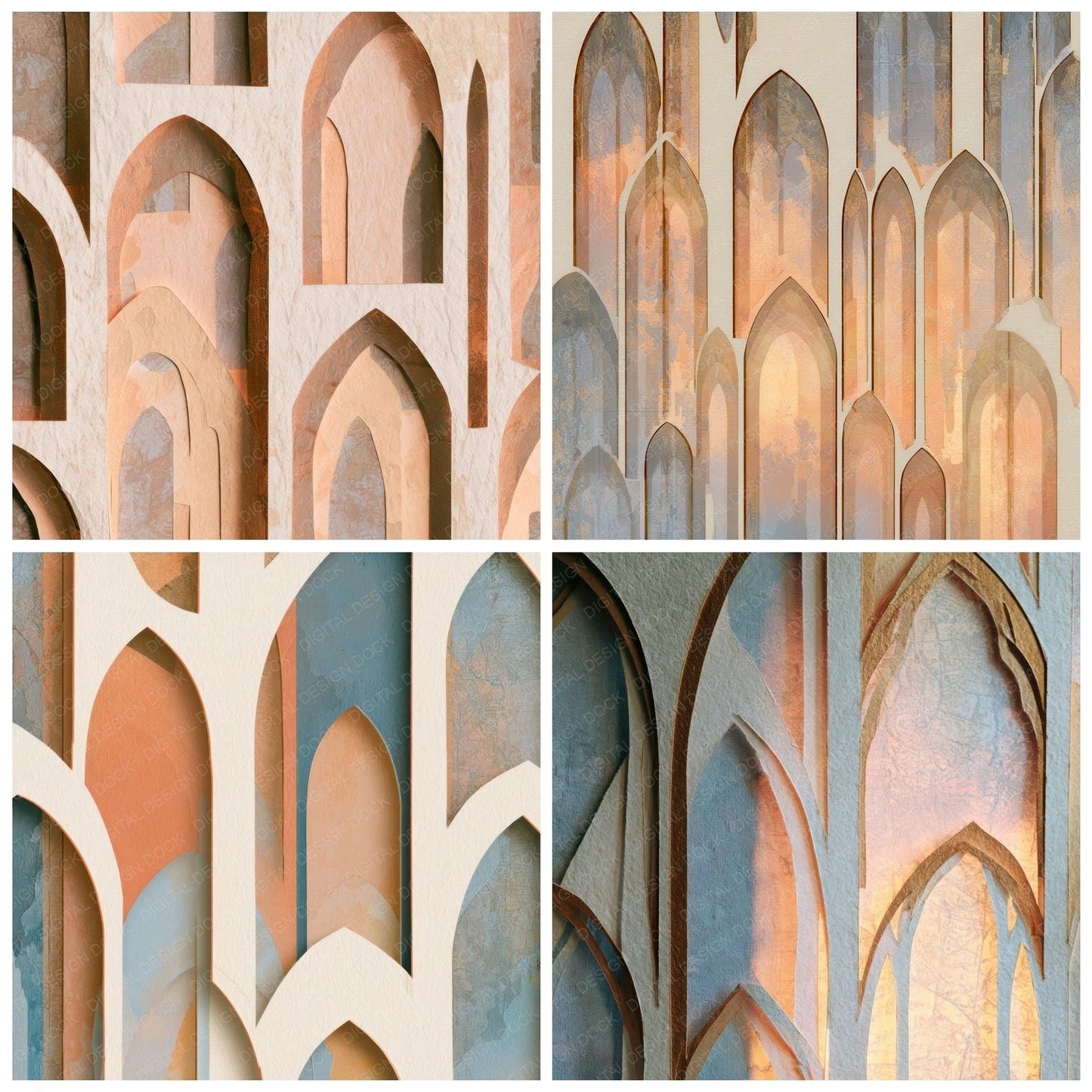 Papercut Gothic Arches Peach Cream Digital Paper Pack (DDD012860)