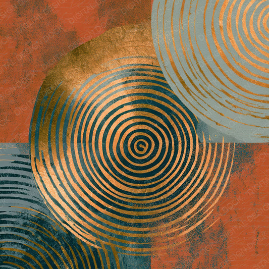 Blueprint Concentric Rings Terracotta Digital Paper Pack (DDD012865)