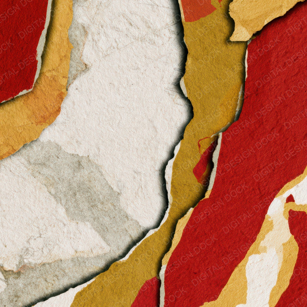 Collage Red Gold Ivory Abstract Digital Paper Pack (DDD012867)