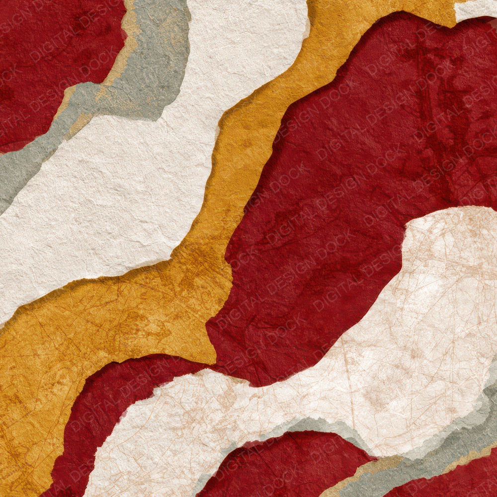 Collage Red Gold Ivory Abstract Digital Paper Pack (DDD012867)