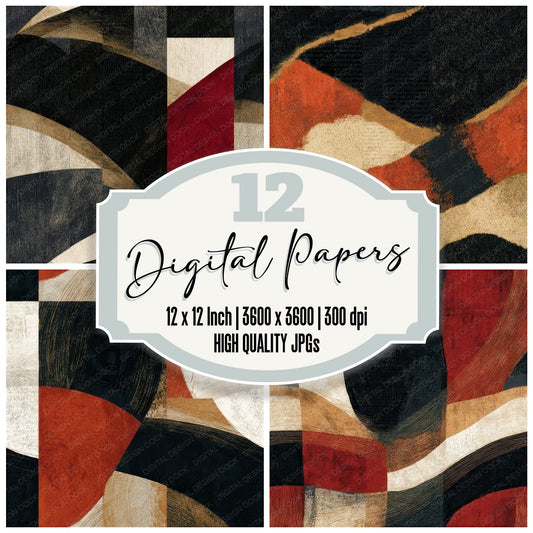 Egg Tempera Black Ivory Oxblood Tonal Seamless Digital Paper Pack (DDD012868)