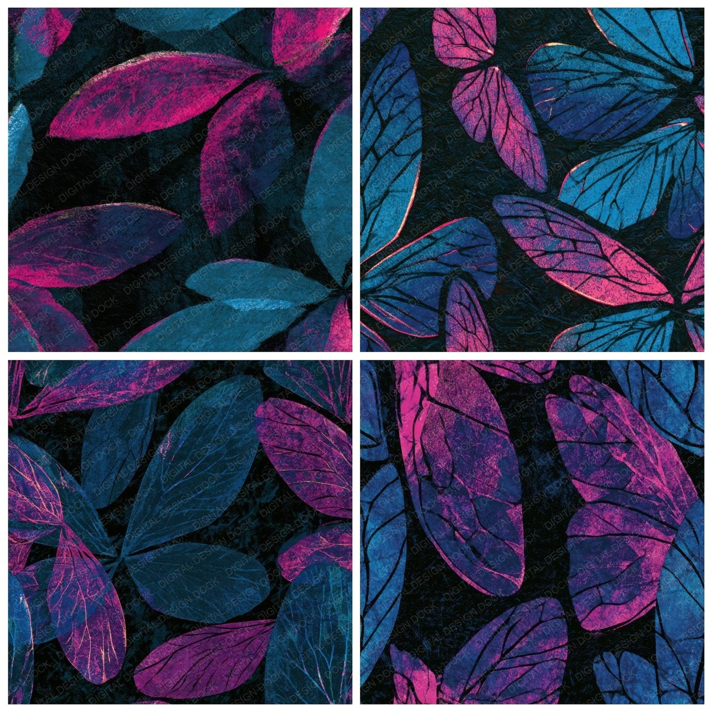 Lithograph Fairy Wings Electric Pink Cyan Digital Paper Pack (DDD012873)