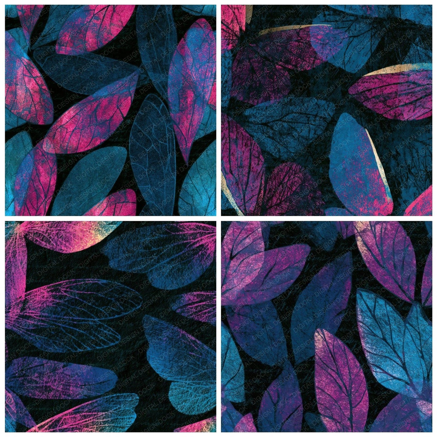 Lithograph Fairy Wings Electric Pink Cyan Digital Paper Pack (DDD012873)