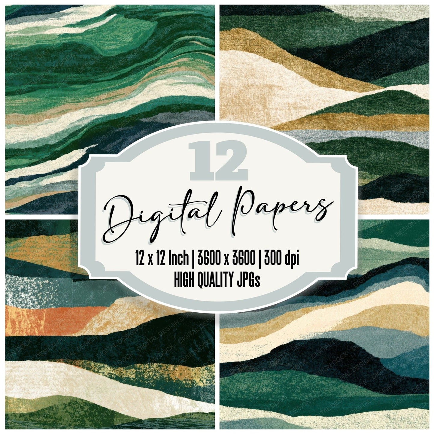 Lithograph Forest Green Bone Tonal Digital Paper Pack (DDD012874)