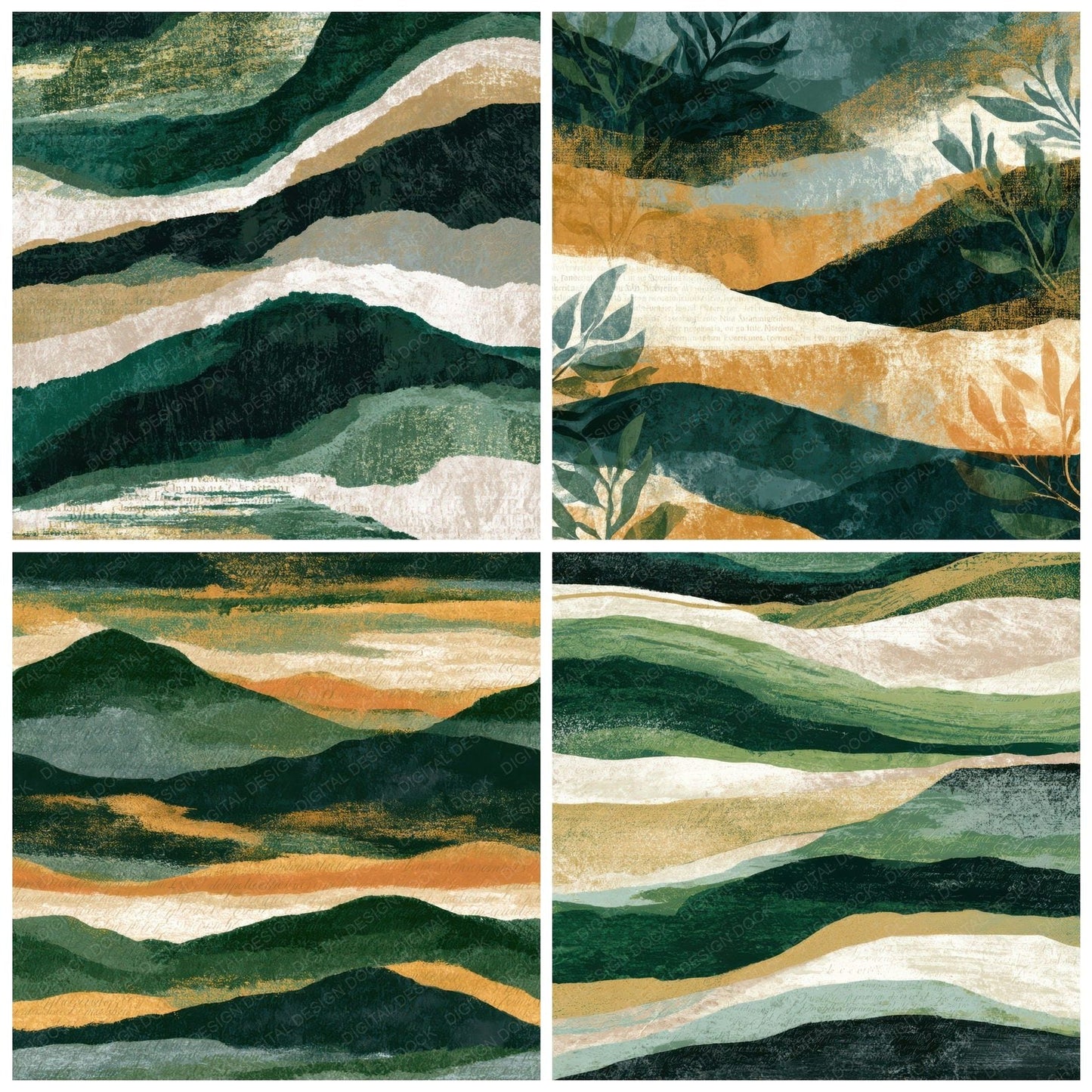 Lithograph Forest Green Bone Tonal Digital Paper Pack (DDD012874)