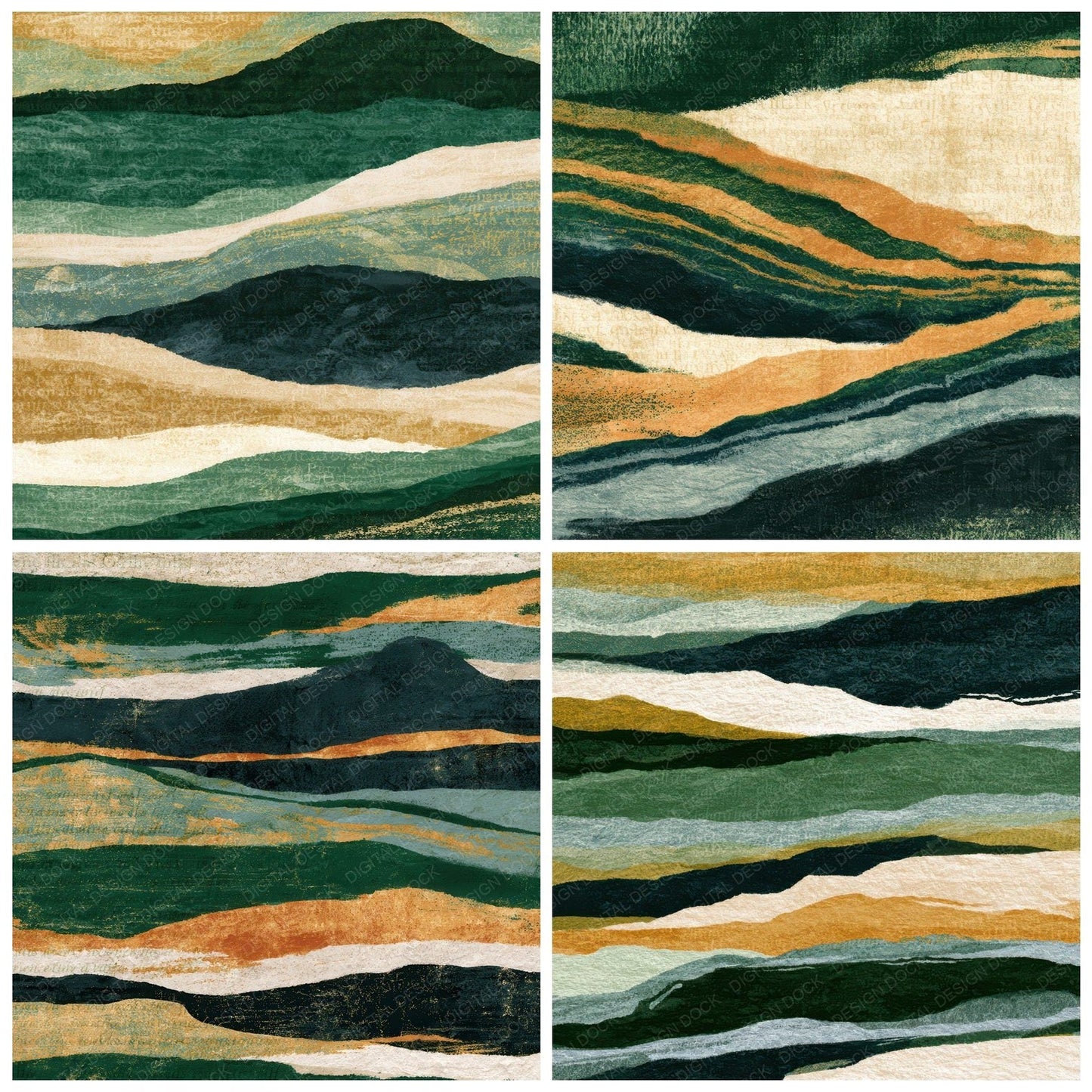Lithograph Forest Green Bone Tonal Digital Paper Pack (DDD012874)