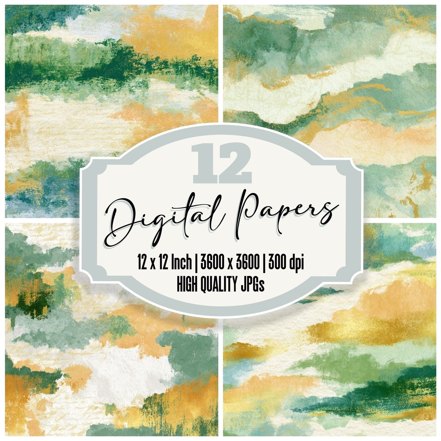 Lithograph Green Butter Ivory Tonal Digital Paper Pack (DDD012875)