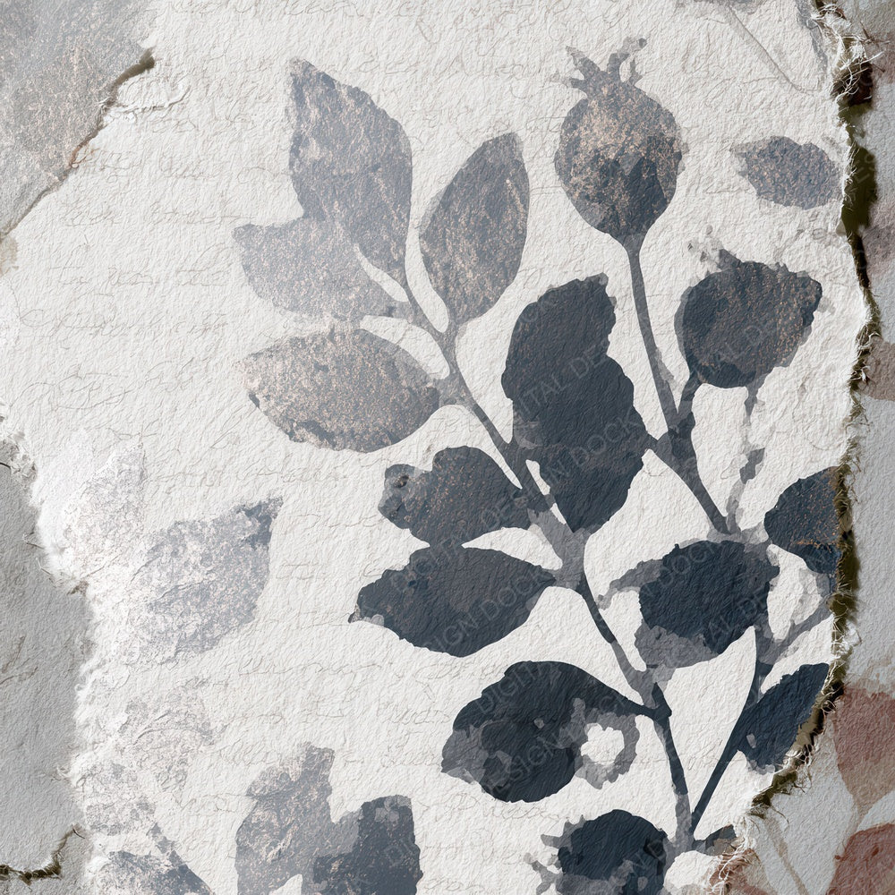 Torn Paper Berries Silver White Digital Paper Pack (DDD012881)