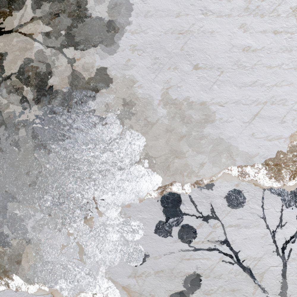 Torn Paper Berries Silver White Digital Paper Pack (DDD012881)