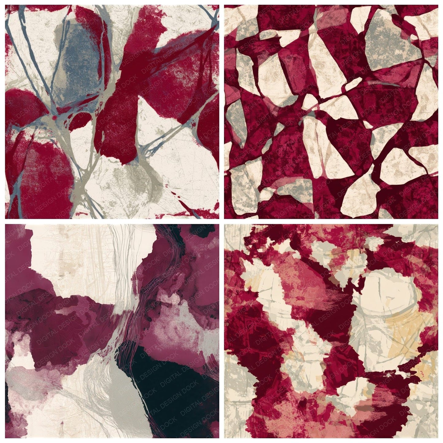 Woodblock Garnet Wine Tonal Seamless Digital Paper Pack (DDD012882)