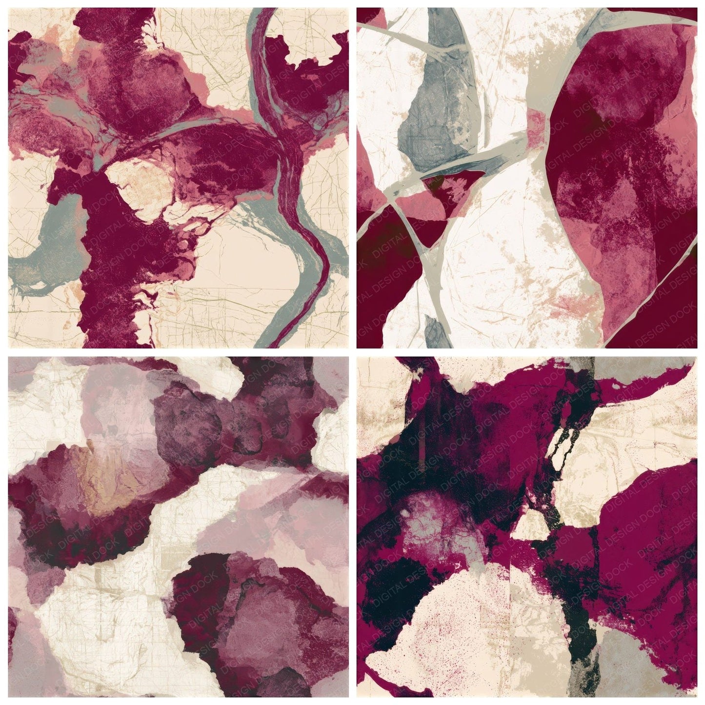 Woodblock Garnet Wine Tonal Seamless Digital Paper Pack (DDD012882)