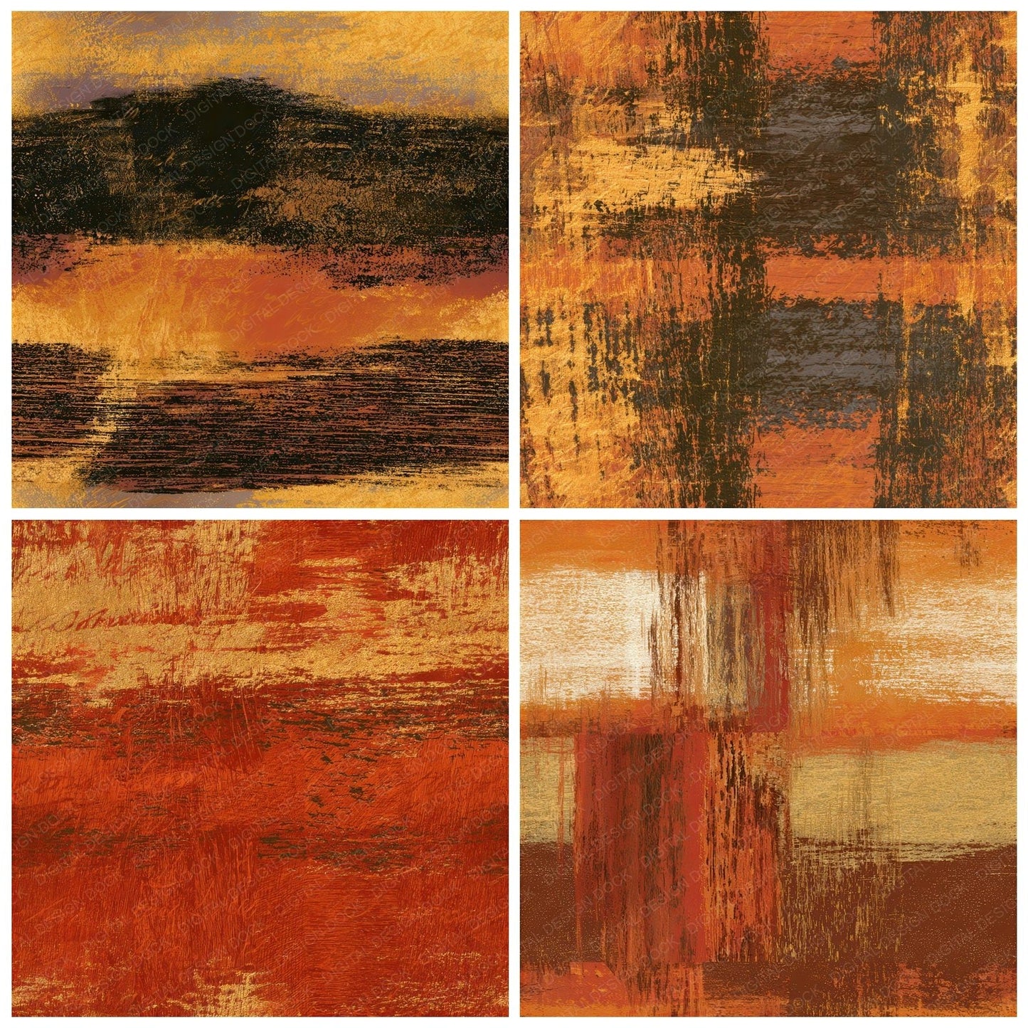 Woodcut Rust Gold Tonal Seamless Digital Paper Pack (DDD012884)