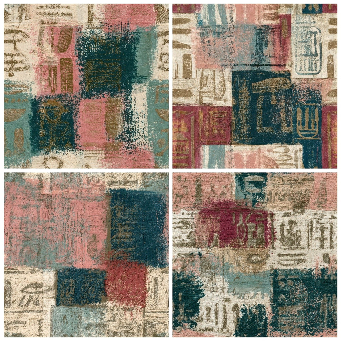 Engraving Egyptian Hieroglyphs Memento Mori Seamless Digital Paper Pack (DDD012888)