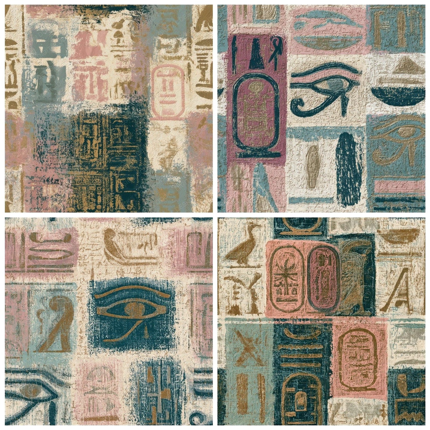 Engraving Egyptian Hieroglyphs Memento Mori Seamless Digital Paper Pack (DDD012888)