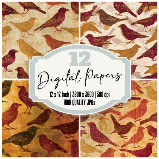 Etching Taxidermy Skull Rust Seamless Digital Paper Pack (DDD012889)