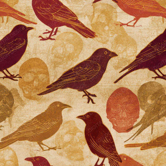 Etching Taxidermy Skull Rust Seamless Digital Paper Pack (DDD012889)