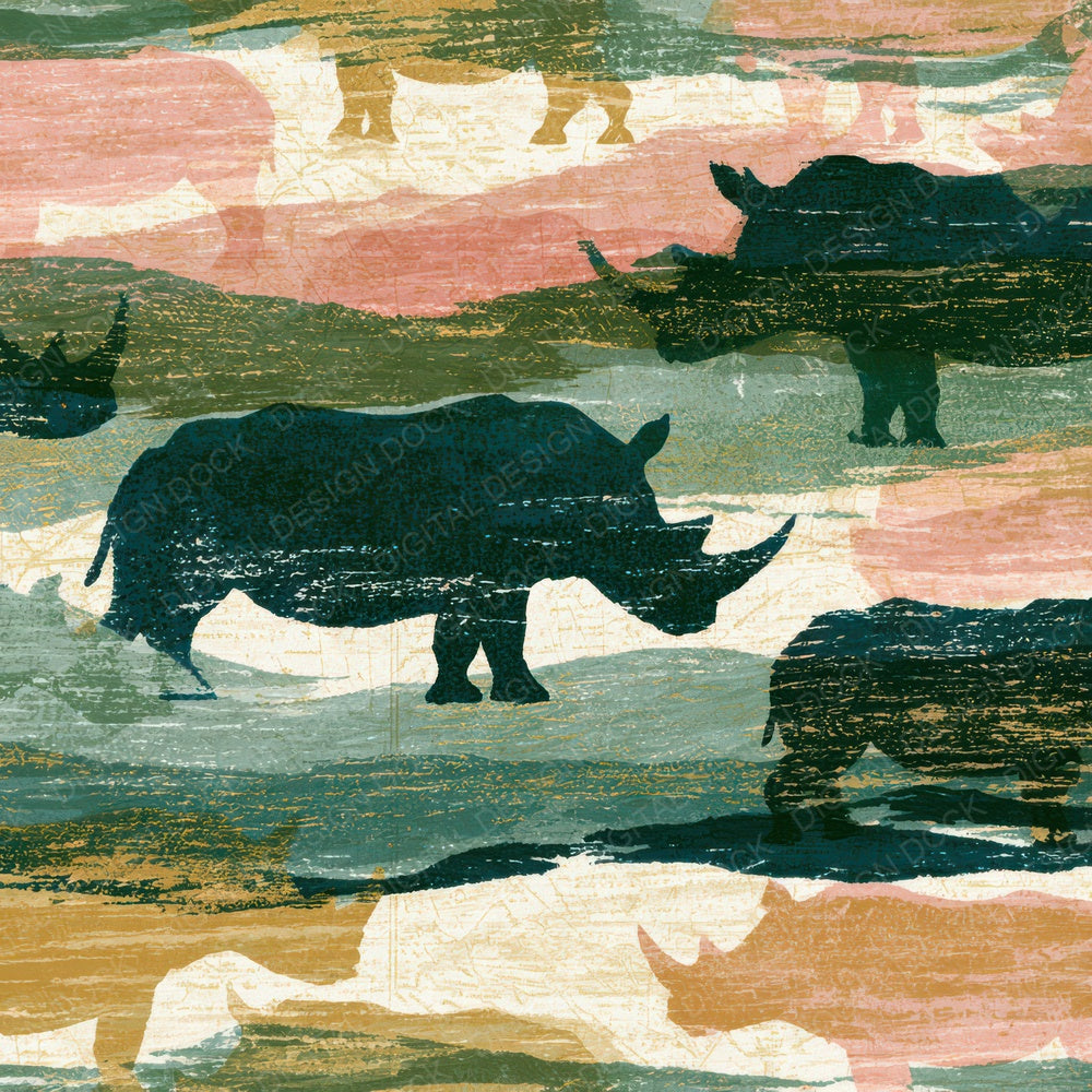 Letterpress Rhino Dewy Green Blush Digital Paper Pack (DDD012893)