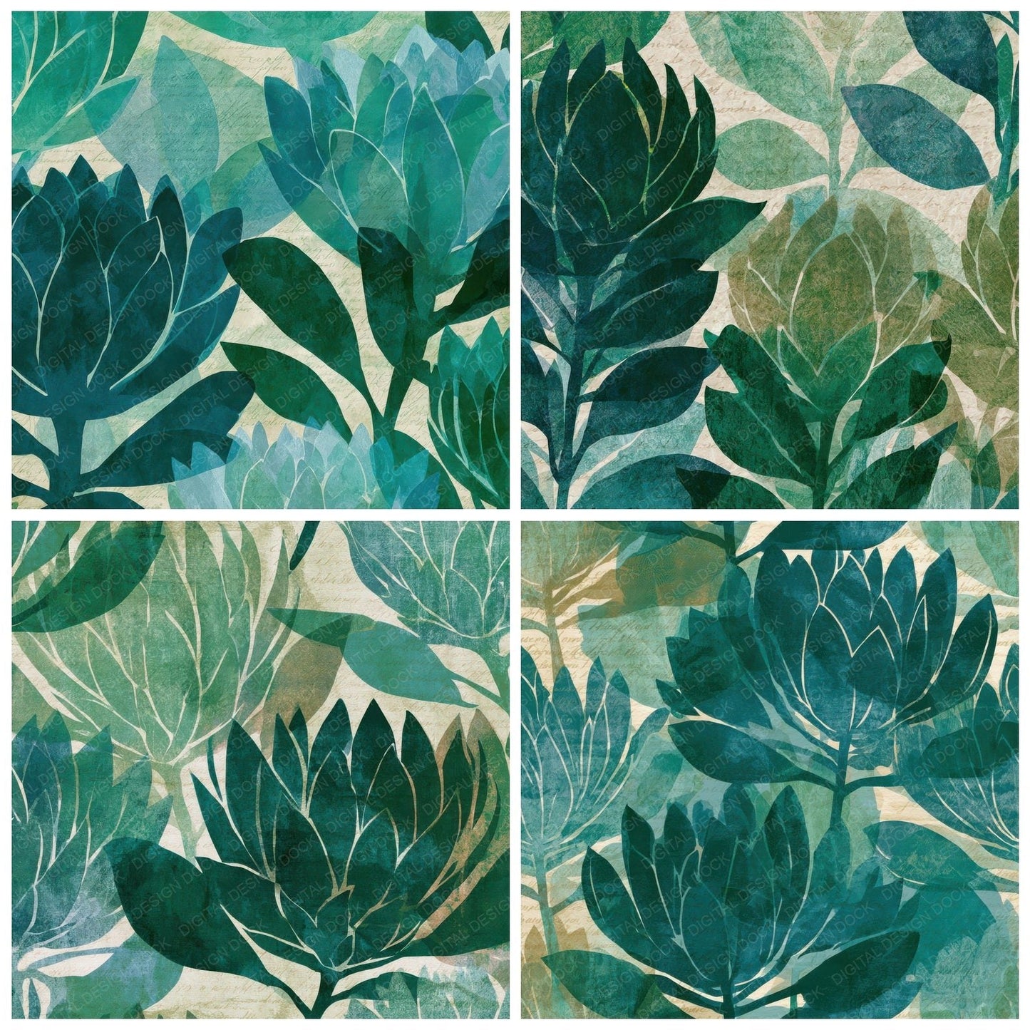 Lithograph Protea Memento Mori Emerald Digital Paper Pack (DDD012894)