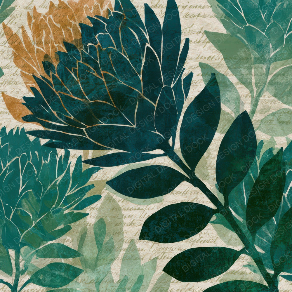 Lithograph Protea Memento Mori Emerald Digital Paper Pack (DDD012894)