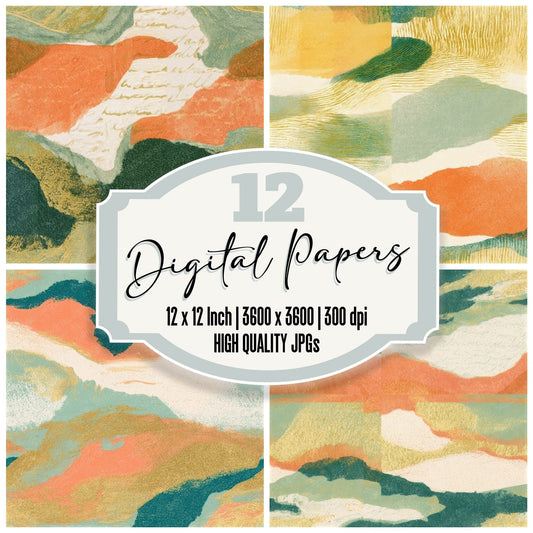 Risograph Apricot Pistachio Abstract Seamless Digital Paper Pack (DDD012897)
