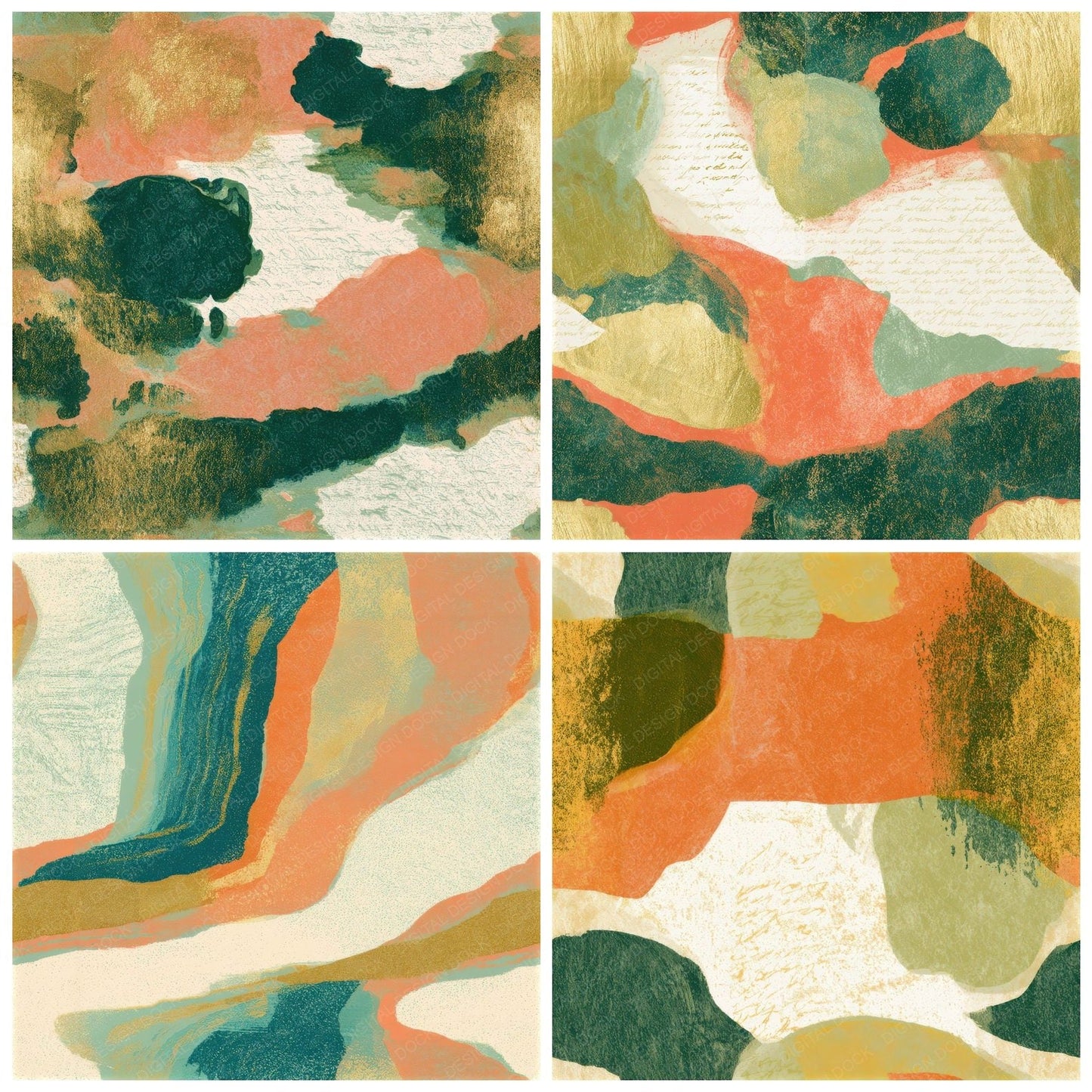 Risograph Apricot Pistachio Abstract Seamless Digital Paper Pack (DDD012897)
