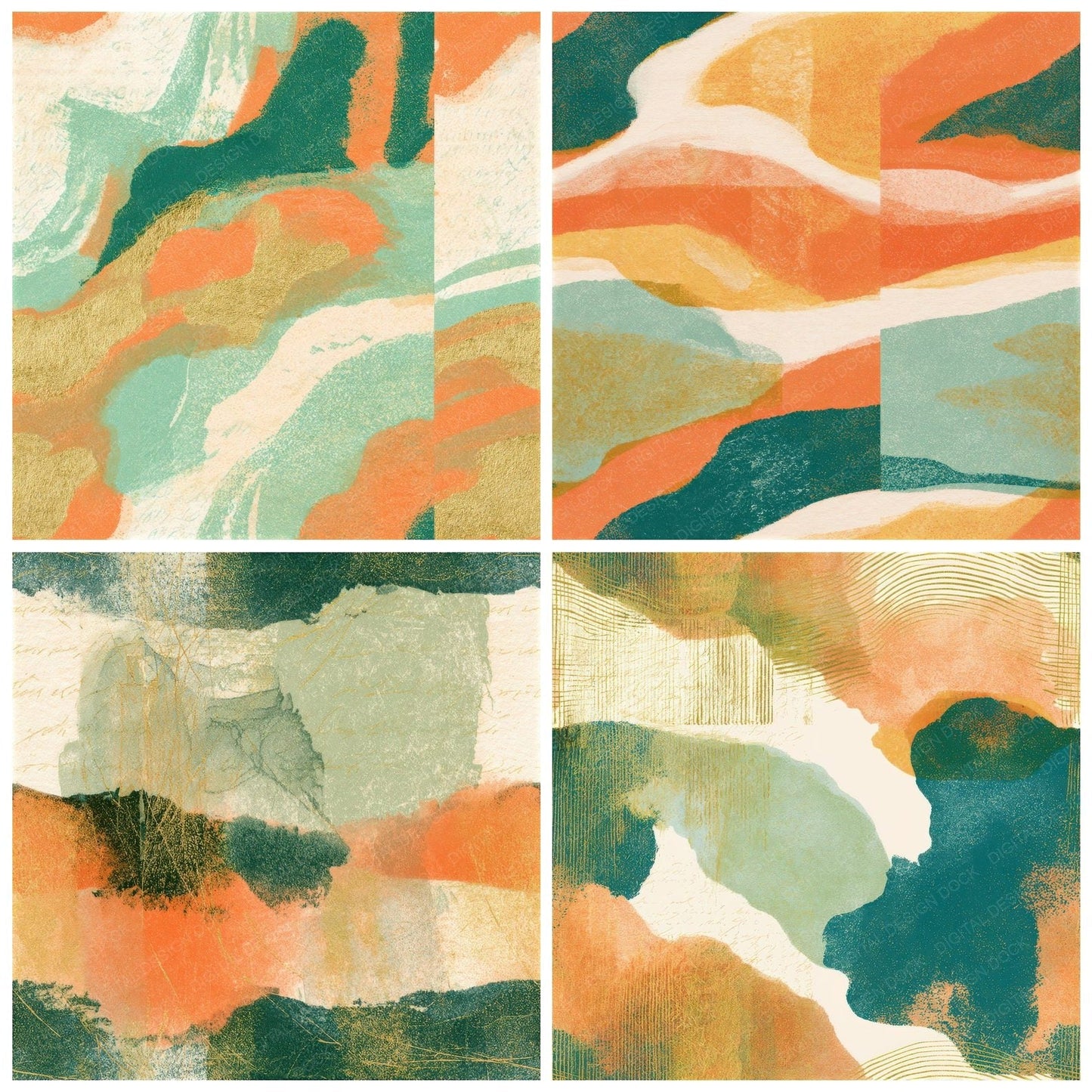 Risograph Apricot Pistachio Abstract Seamless Digital Paper Pack (DDD012897)