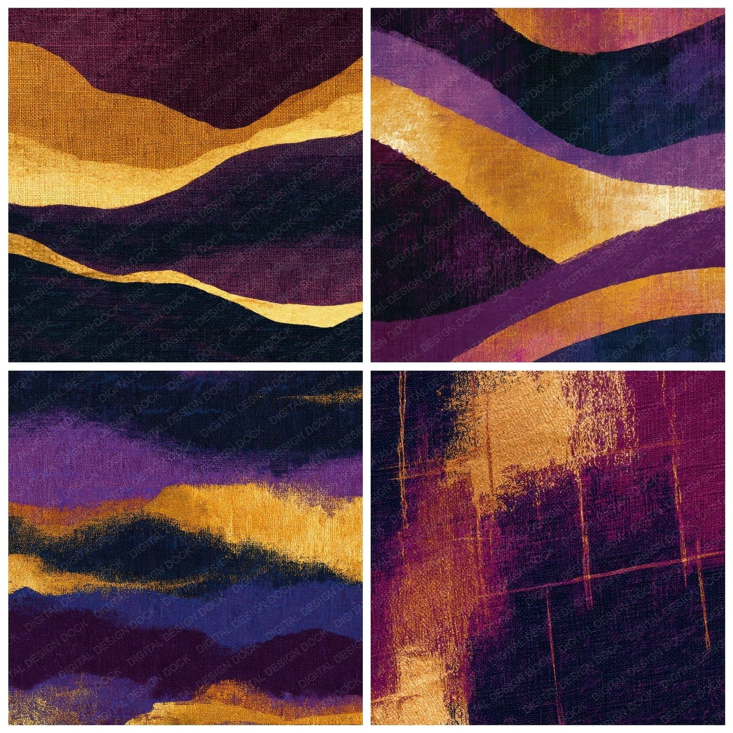 Tapestry Aubergine Brass Plum Abstract Digital Paper Pack (DDD012900)